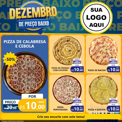 Modelo de Rede Social para Feed Facebook com o tema Dezembro de Preço Baixo para Pizzaria