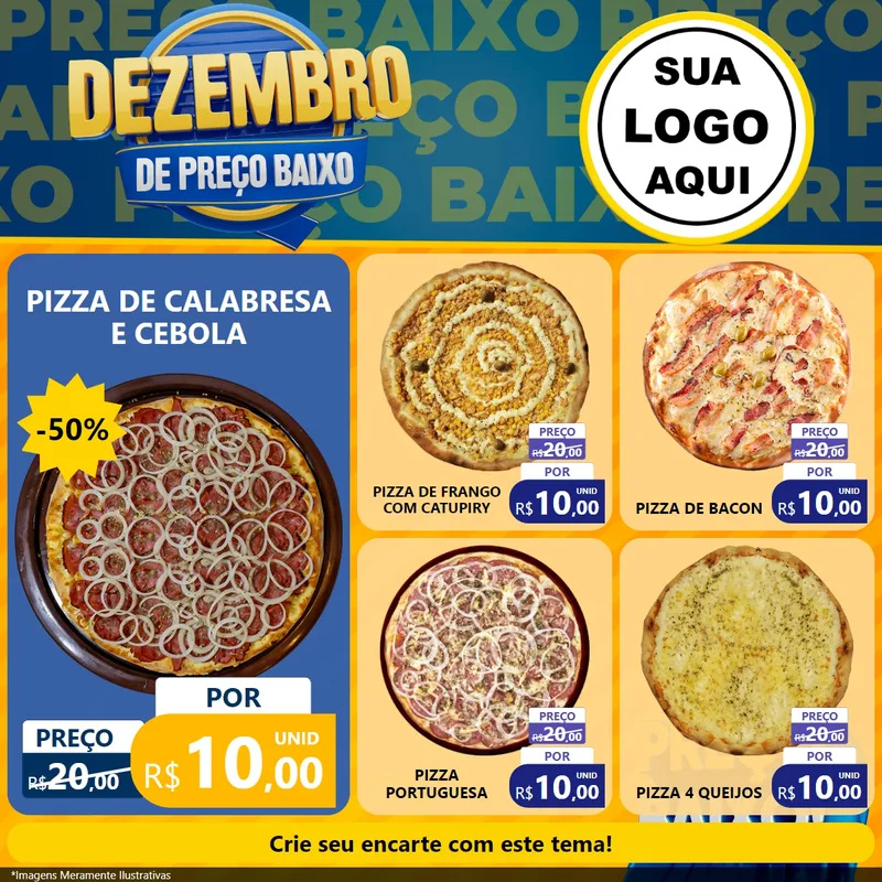 Modelo de Rede Social para Feed Facebook com o tema Dezembro de Preço Baixo para Pizzaria