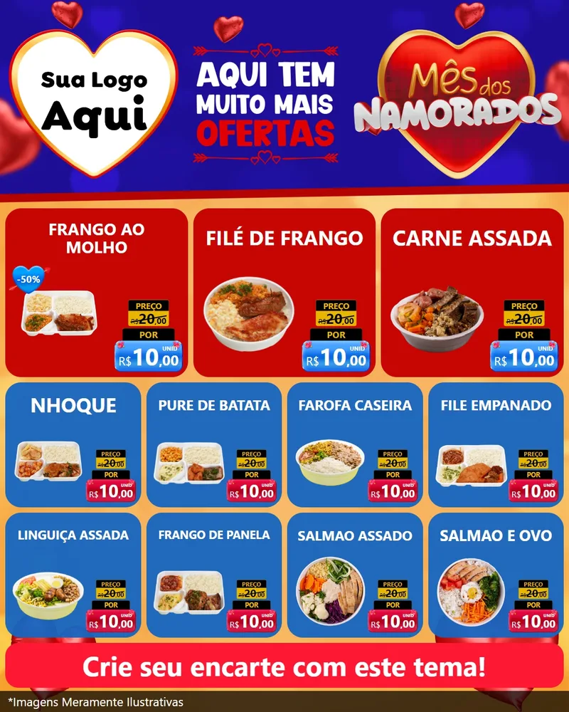 Modelo de Rede Social para Feed Instagram com o tema Mês dos Namorados para Restaurante