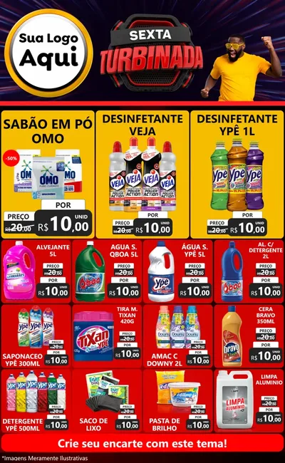 Modelo de Encarte para Encarte Grande com o tema Sexta Turbinada para Produtos de Limpeza