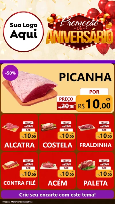 Modelo de Rede Social para Stories com o tema Promoção de Aniversário para Açougue