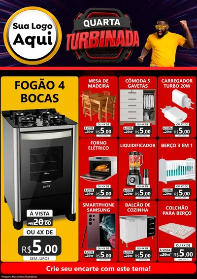 Modelo de Encarte para Encarte A4 Vertical com o tema Quarta Turbinada para Móveis e Eletro