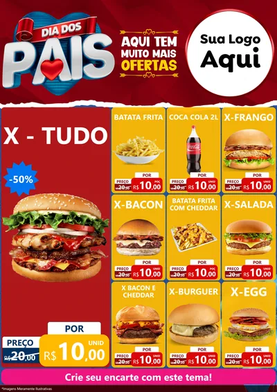 Modelo de Encarte para Encarte A4 Vertical com o tema Dia dos Pais para Hamburgueria
