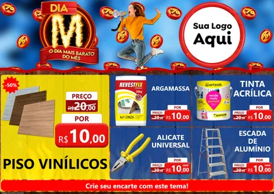 Modelo de Encarte para Encarte A4 Horizontal com o tema Dia M - O Dia Mais Barato Do Mês para Material para Construção