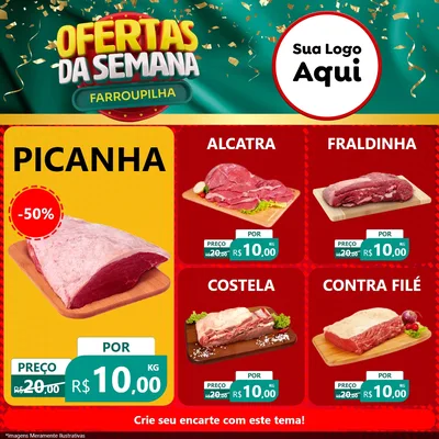 Modelo de Rede Social para Feed Facebook com o tema Ofertas da Semana Farroupilha para Açougue