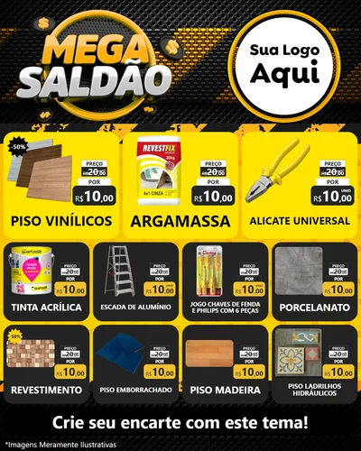 Modelo de Rede Social para Feed Instagram com o tema Mega Saldão para Material para Construção