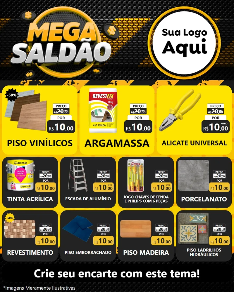 Modelo de Rede Social para Feed Instagram com o tema Mega Saldão para Material para Construção