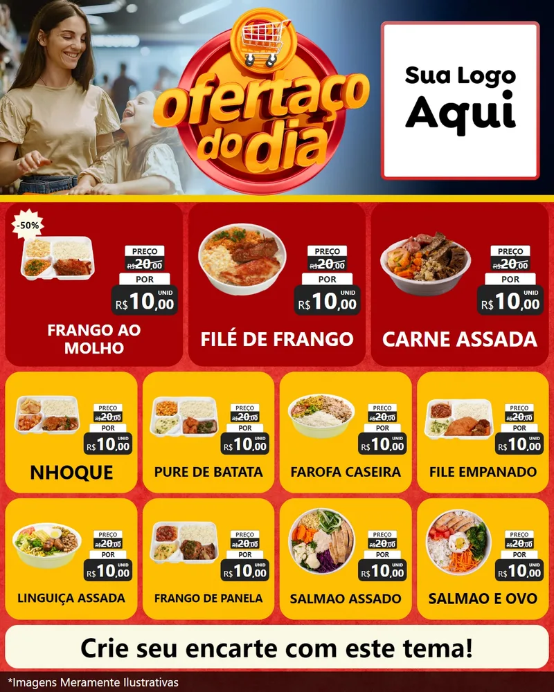 Modelo de Rede Social para Feed Instagram com o tema Ofertaço Do Dia para Restaurante