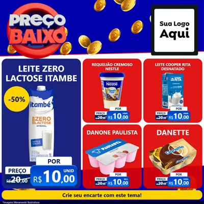 Modelo de Rede Social para Feed Facebook com o tema Preço Baixo para Frios e Laticínios