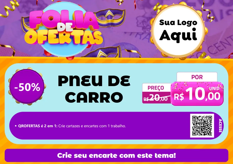 Modelo de Cartaz para Cartaz A4 Horizontal com o tema Folia de Ofertas para Auto peças