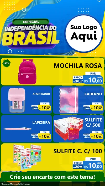 Modelo de TV para TV Vertical com o tema Especial Independência do Brasil para Papelaria