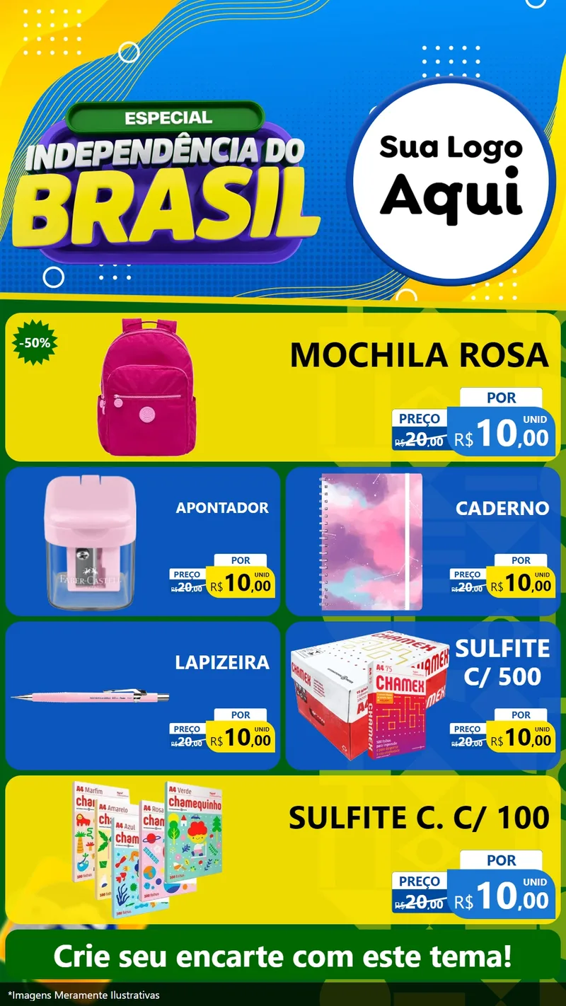 Modelo de TV para TV Vertical com o tema Especial Independência do Brasil para Papelaria