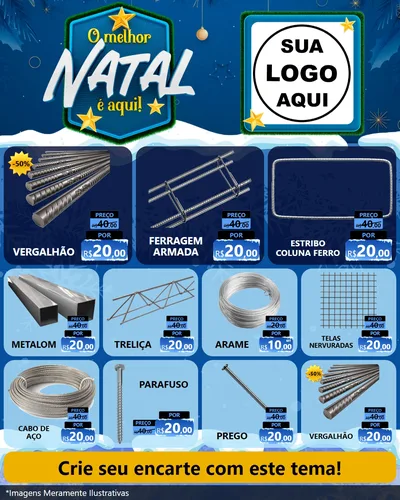Modelo de Rede Social para Feed Instagram com o tema O Melhor Natal É Aqui! para Ferragens
