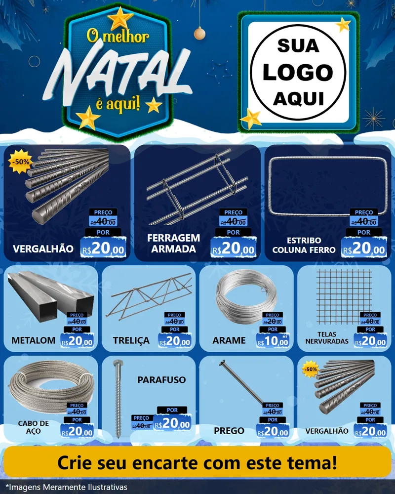 Modelo de Rede Social para Feed Instagram com o tema O Melhor Natal É Aqui! para Ferragens