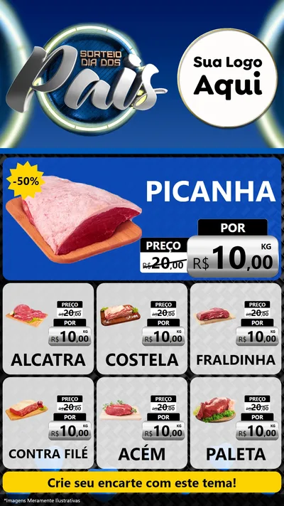 Modelo de Rede Social para Stories com o tema Sorteio Dia Dos Pais para Açougue