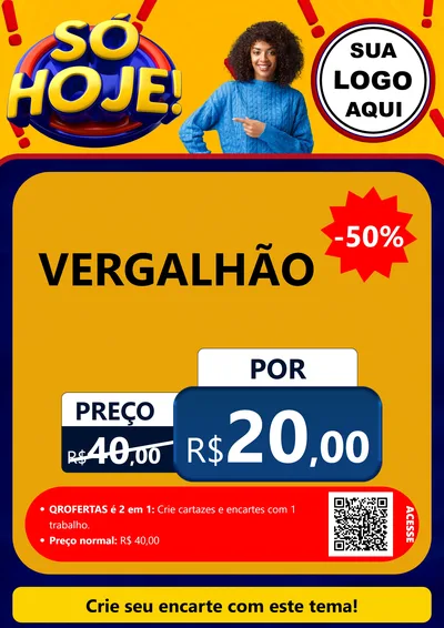 Modelo de Cartaz para Cartaz A4 Vertical com o tema Só Hoje! para Ferragens
