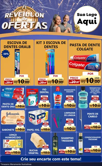 Modelo de Encarte para Encarte Grande com o tema Réveillon de Ofertas para Higiene Pessoal