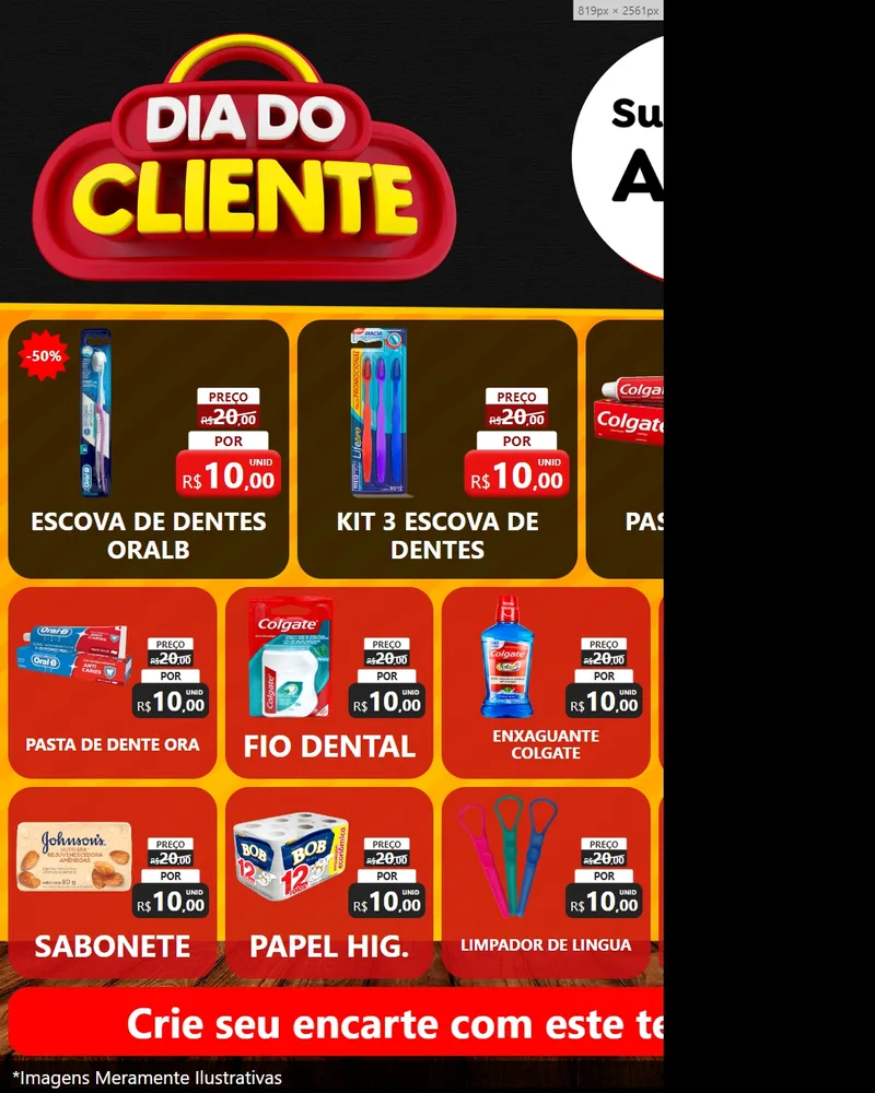 Modelo de Rede Social para Feed Instagram com o tema Dia do Cliente para Higiene Pessoal