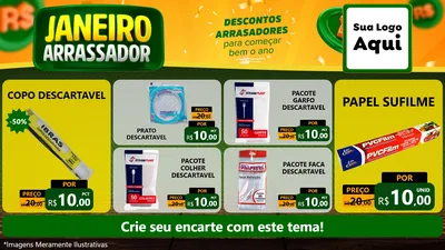 Modelo de TV para TV Horizontal com o tema Janeiro Arrasador para Embalagens