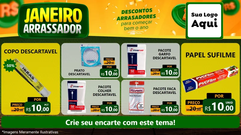 Modelo de TV para TV Horizontal com o tema Janeiro Arrasador para Embalagens