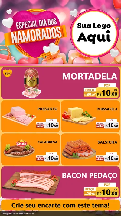 Modelo de TV para TV Vertical com o tema Especial Dia dos Namorados para Frios e Laticínios