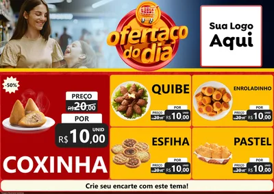 Modelo de Encarte para Encarte A4 Horizontal com o tema Ofertaço Do Dia para Salgadaria