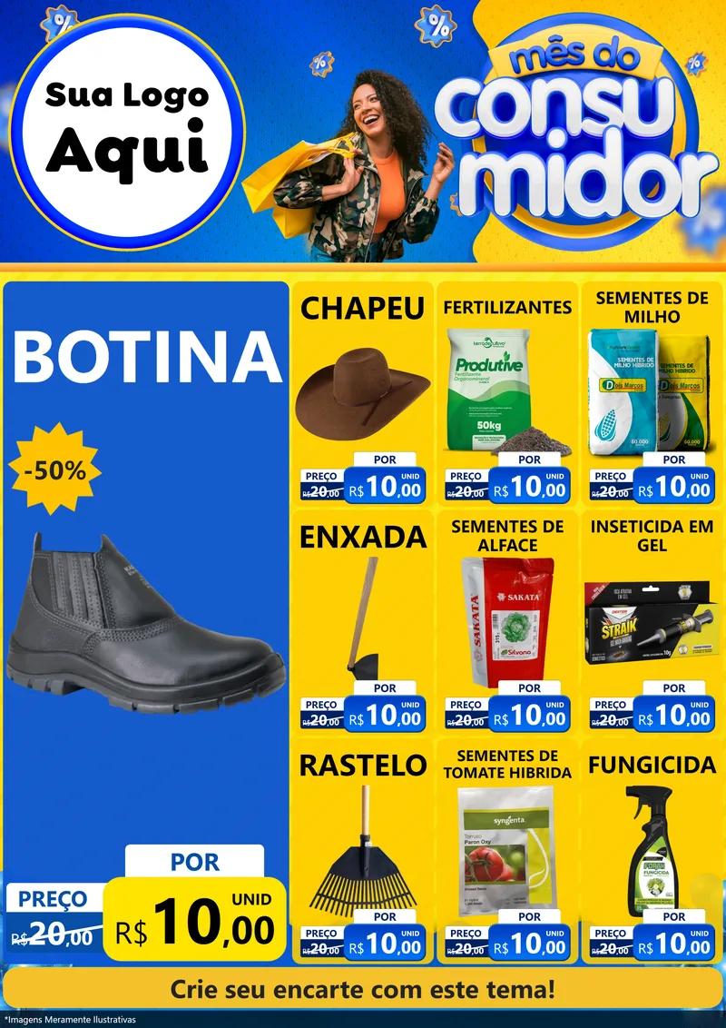 Modelo de Encarte para Encarte A4 Vertical com o tema Mês do Consumidor para Agropecuária