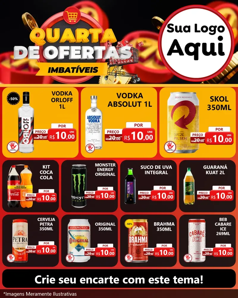 Modelo de Rede Social para Feed Instagram com o tema Quarta de Ofertas Imbatíveis para Distribuidora de bebidas