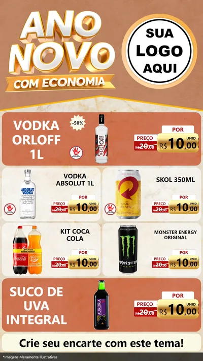 Modelo de TV para TV Vertical com o tema Ano Novo Com Economia para Distribuidora de bebidas