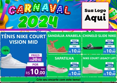 Modelo de Encarte para Encarte A4 Horizontal com o tema Carnaval 2027 para Calçados