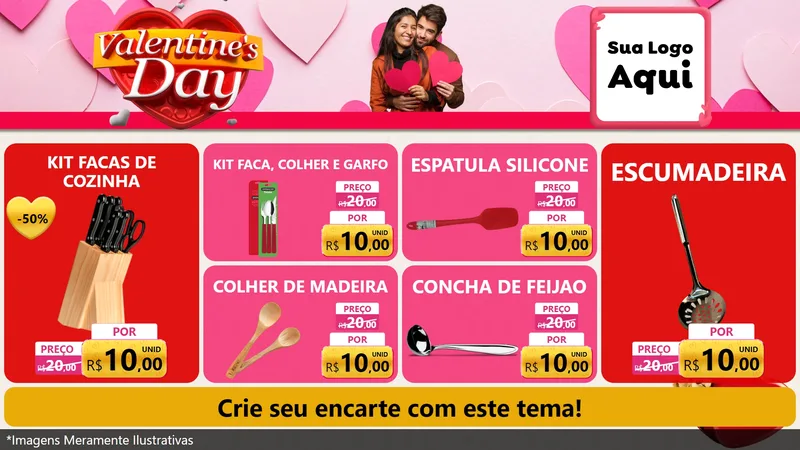 Modelo de TV para TV Horizontal com o tema Valentine's Day para Utilidades Domésticas