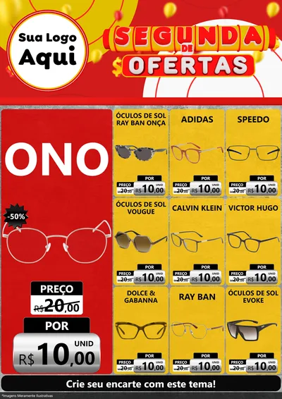 Modelo de Encarte para Encarte A4 Vertical com o tema Segunda de Ofertas para Óticas