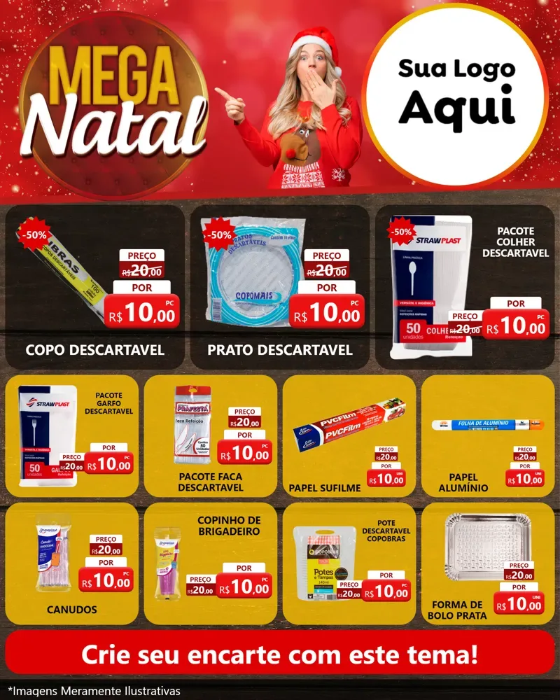 Modelo de Rede Social para Feed Instagram com o tema Mega Natal para Embalagens
