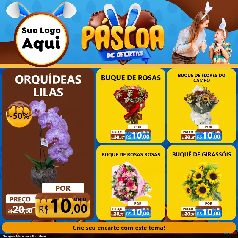 Modelo de Rede Social para Feed Facebook com o tema Páscoa de Ofertas para Floricultura e jardim