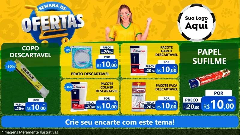 Modelo de TV para TV Horizontal com o tema Semana de Ofertas - Copa para Embalagens