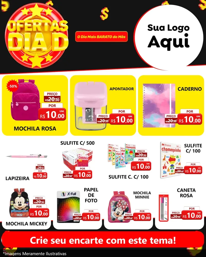 Modelo de Rede Social para Feed Instagram com o tema Dia D para Papelaria