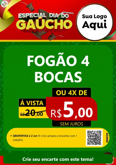 Modelo de Cartaz para Cartaz A4 Vertical com o tema Especial Dia do Gaúcho para Móveis e Eletro