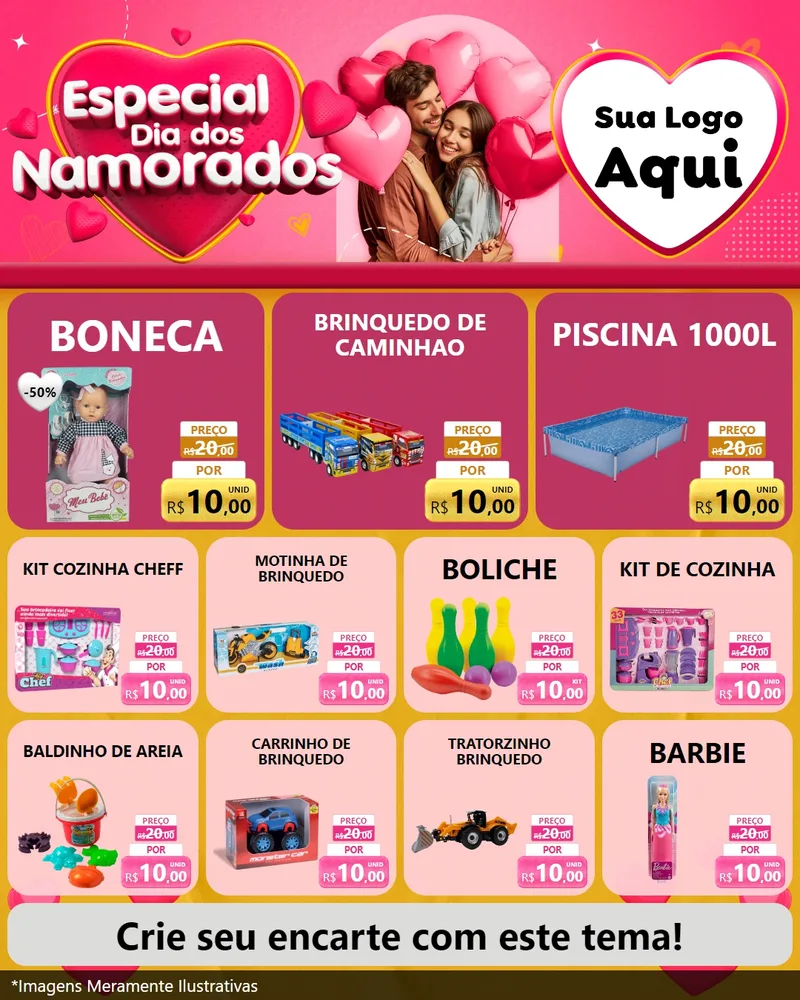 Modelo de Rede Social para Feed Instagram com o tema Especial Dia dos Namorados para Brinquedos