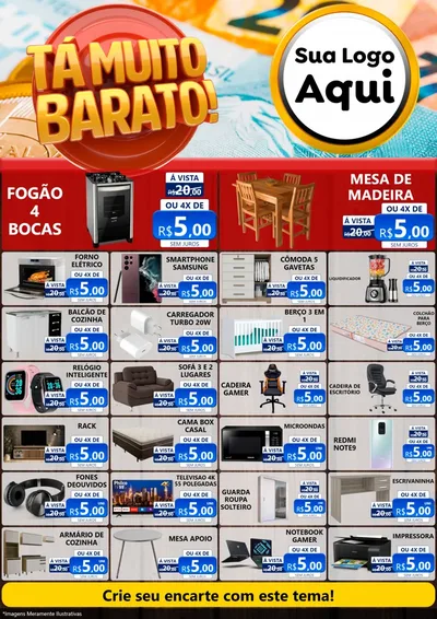 Modelo de Encarte para Encarte A4 Vertical com o tema Está Muito Barato para Móveis e Eletro