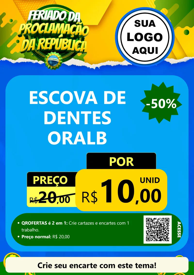 Modelo de Cartaz para Cartaz A4 Vertical com o tema Feriado da Proclamação da República para Higiene Pessoal