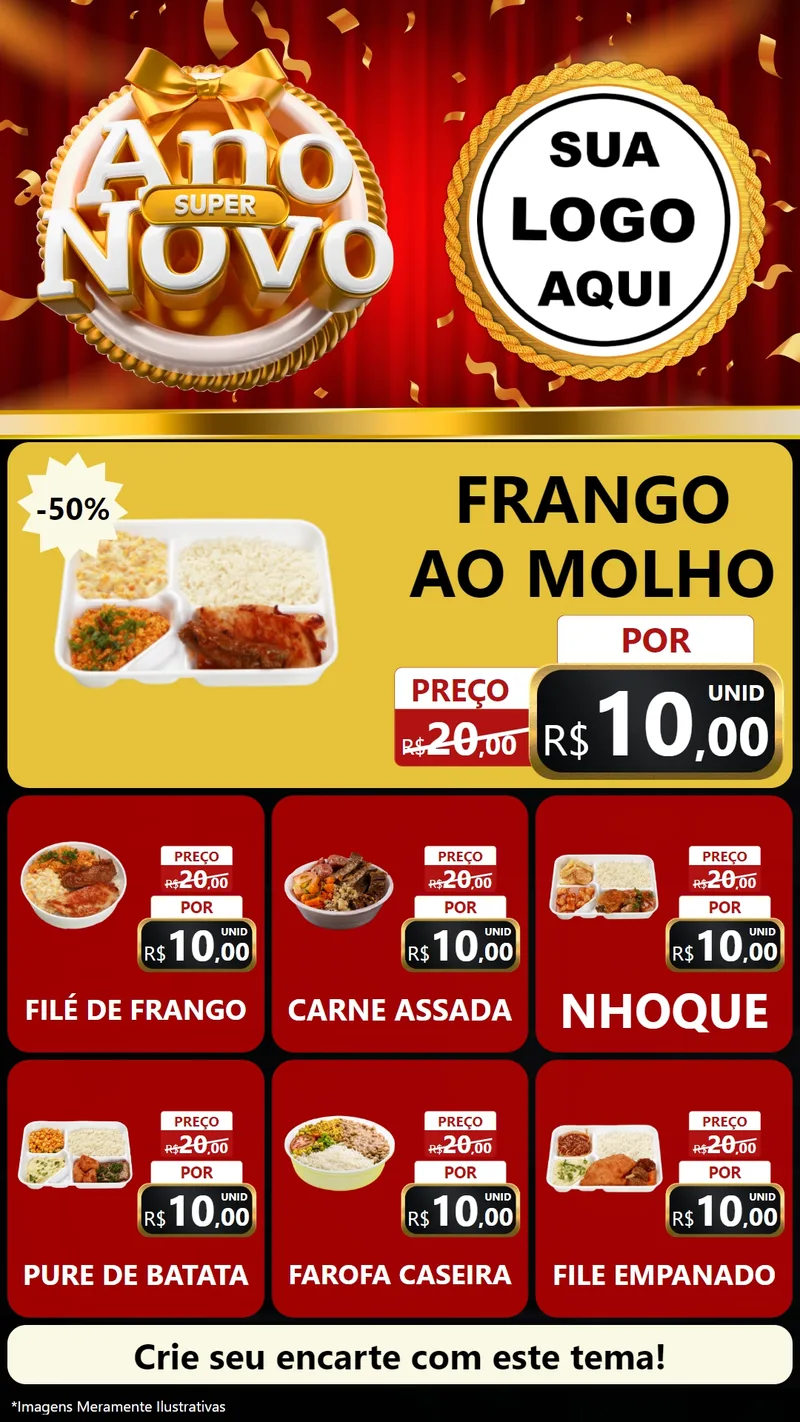 Modelo de Rede Social para Stories com o tema Super Ano Novo para Restaurante