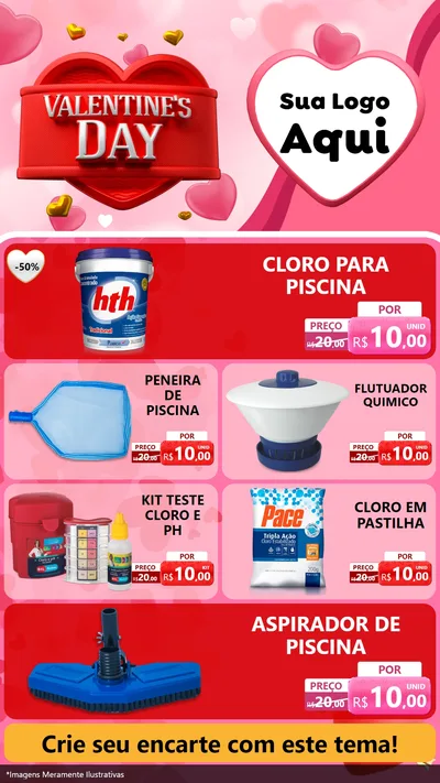 Modelo de TV para TV Vertical com o tema Valentine's Day para Produtos para Piscina