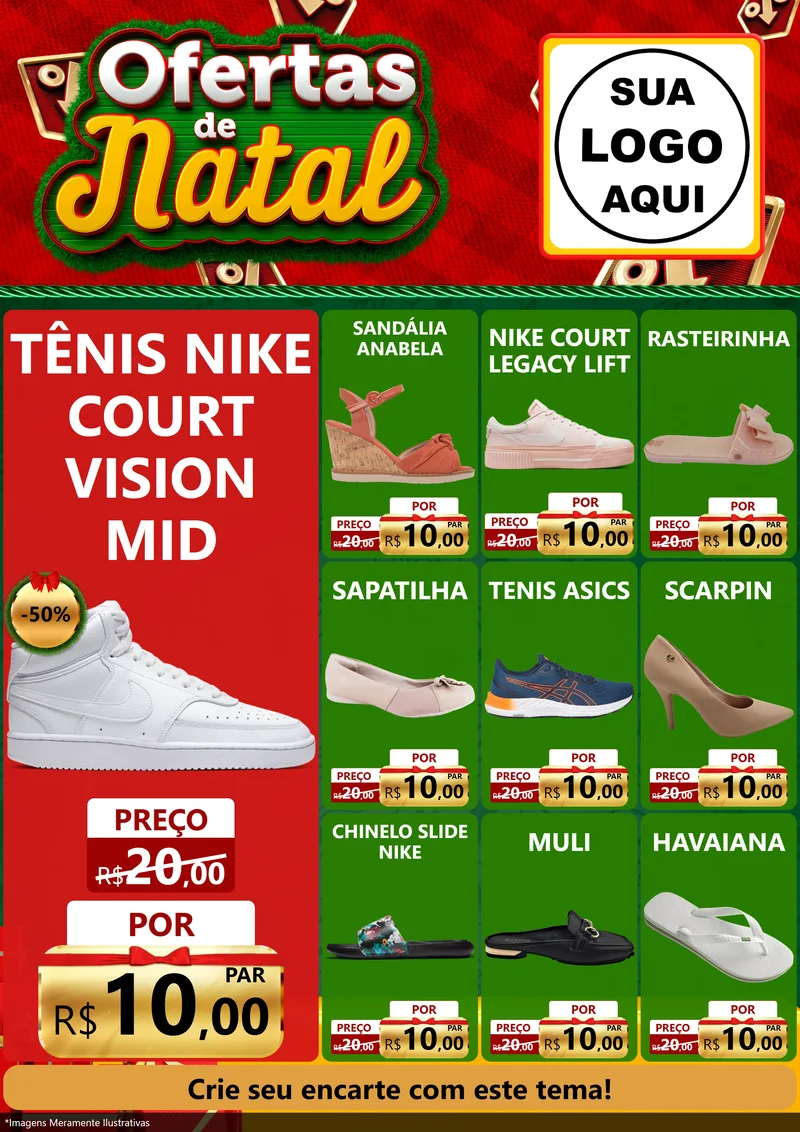 Modelo de Encarte para Encarte A4 Vertical com o tema Ofertas de Natal para Calçados