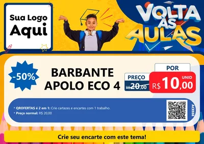 Modelo de Cartaz para Cartaz A4 Horizontal com o tema Volta Às Aulas para Armarinho e Aviamentos