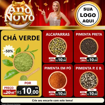 Modelo de Rede Social para Feed Facebook com o tema Super Ano Novo para Produtos Naturais