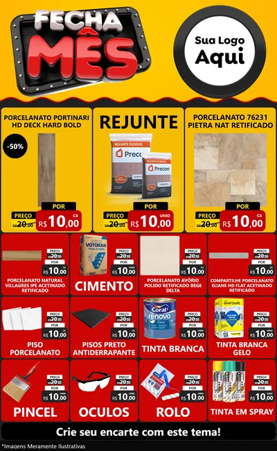 Modelo de Encarte para Encarte Grande com o tema Fecha Mês para Pisos e revestimentos