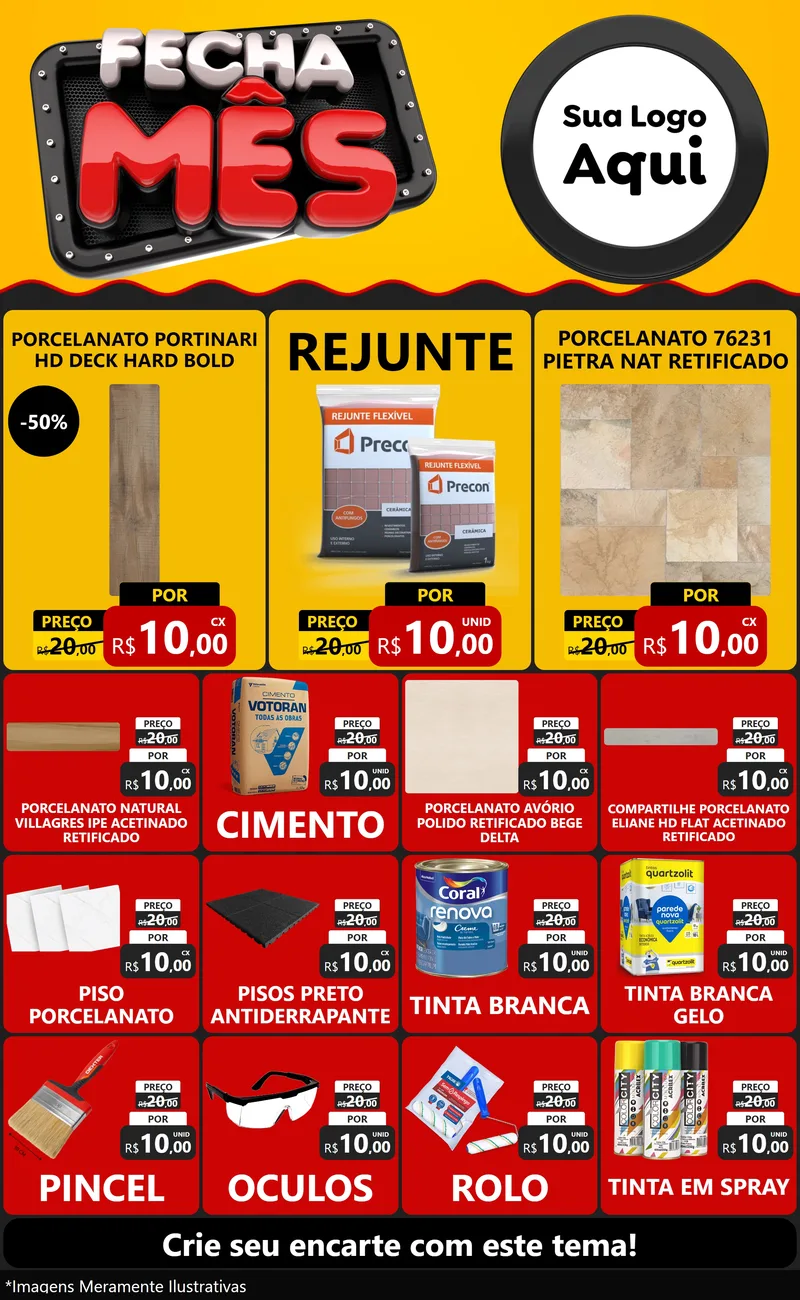 Modelo de Encarte para Encarte Grande com o tema Fecha Mês para Pisos e revestimentos