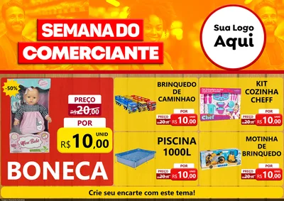 Modelo de Encarte para Encarte A4 Horizontal com o tema Semana do Comerciante para Brinquedos
