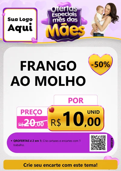 Modelo de Cartaz para Cartaz A4 Vertical com o tema Ofertas Especiais - Mês das Mães para Restaurante