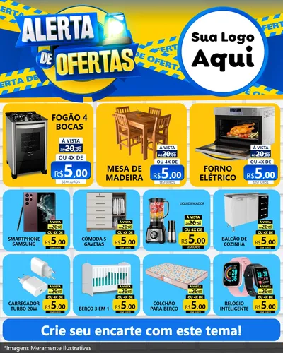Modelo de Rede Social para Feed Instagram com o tema Alerta de Ofertas para Móveis e Eletro